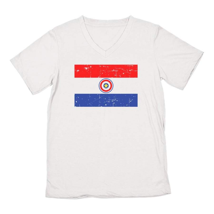 Paraguay Vintage Flag V-Neck T-Shirt