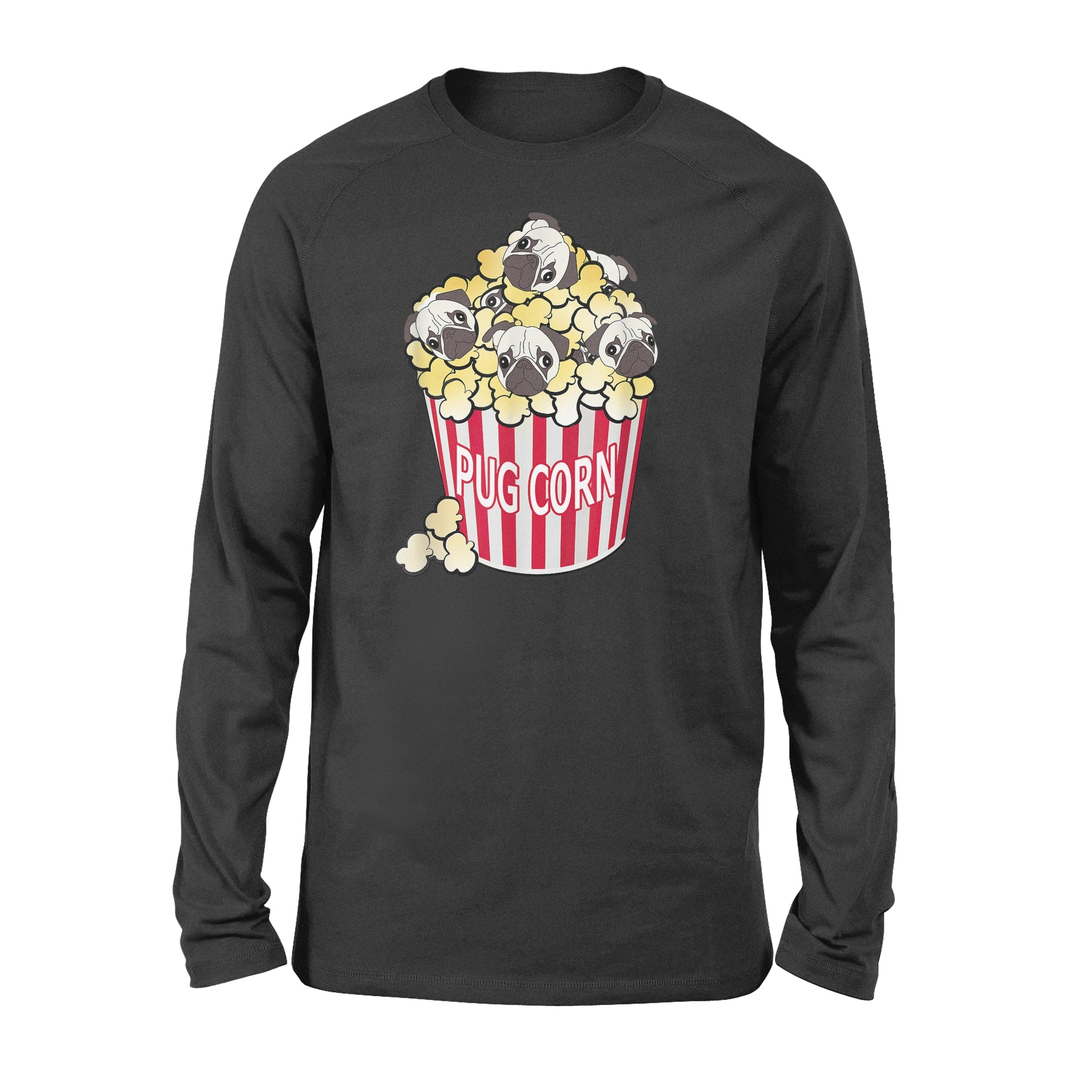 Dog in Popcorn, Funny Puppy, Pug Corn, Cute – Standard Long Sleeve