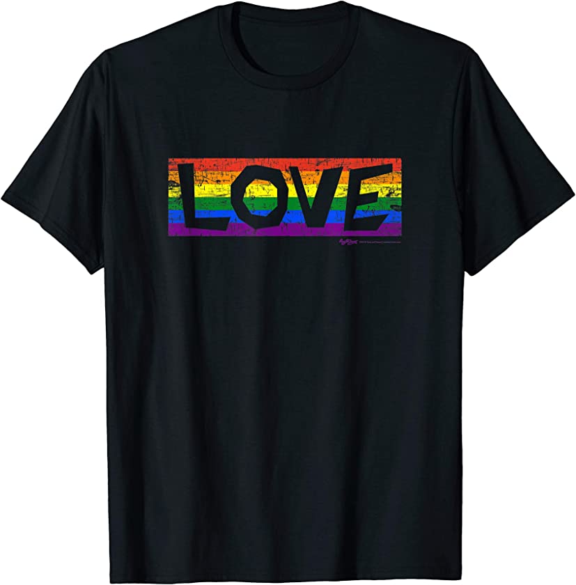 Vintage Love LGBT Gay Pride Rainbow Flag T Shirt