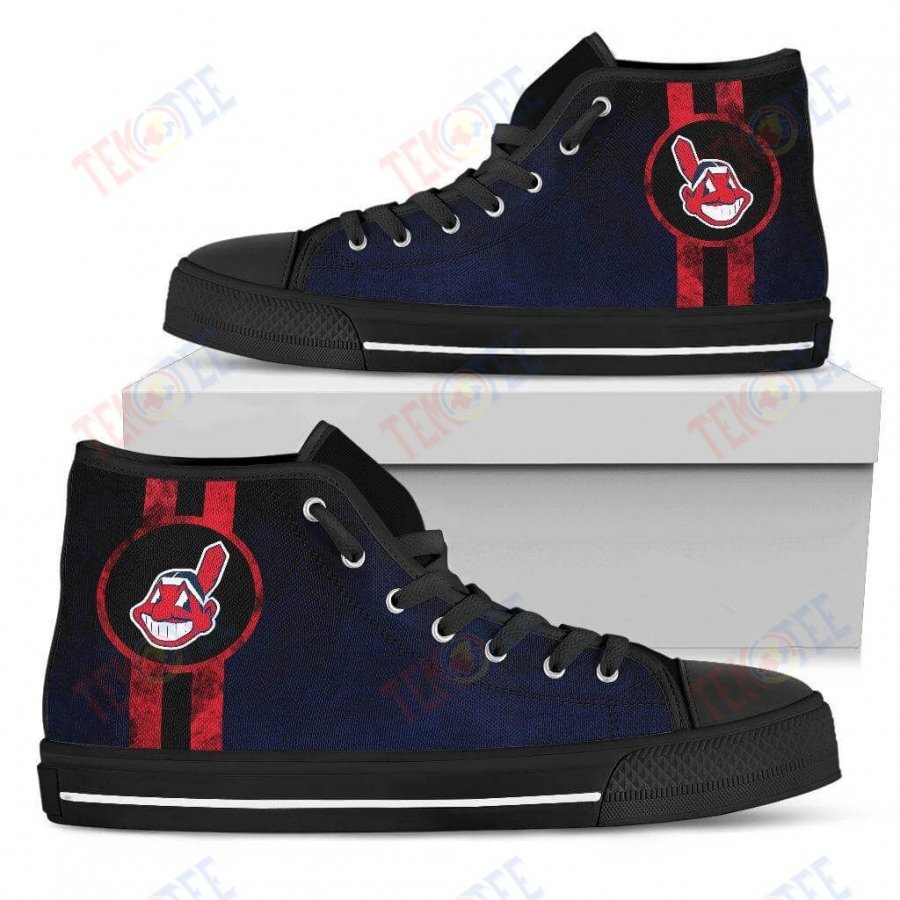 Mens Womens Cleveland Indians High Top Shoes V2 Triple Stripe Bar Dynamictop Sports Shoes TMT523