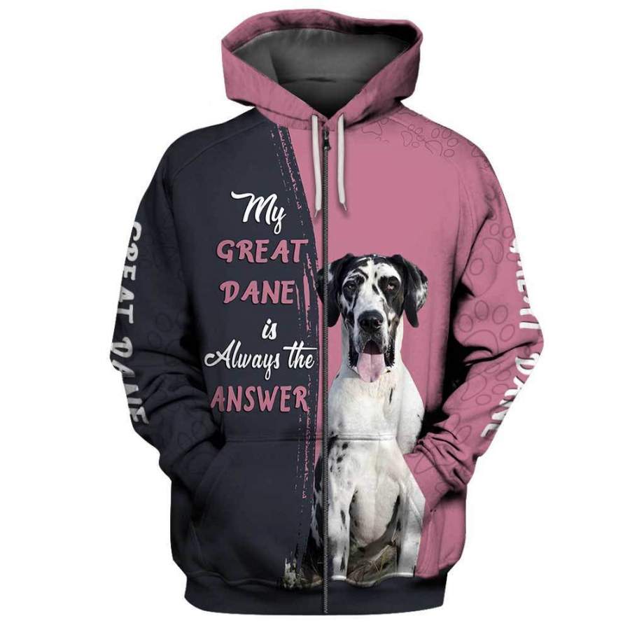 GREAT DANE Answer 3D Full Printing Zip Hoodie