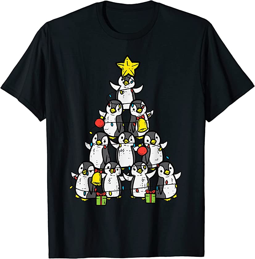 Penguin Christmas Tree Cute Xmas PJs Pajamas Women Girls T-Shirt