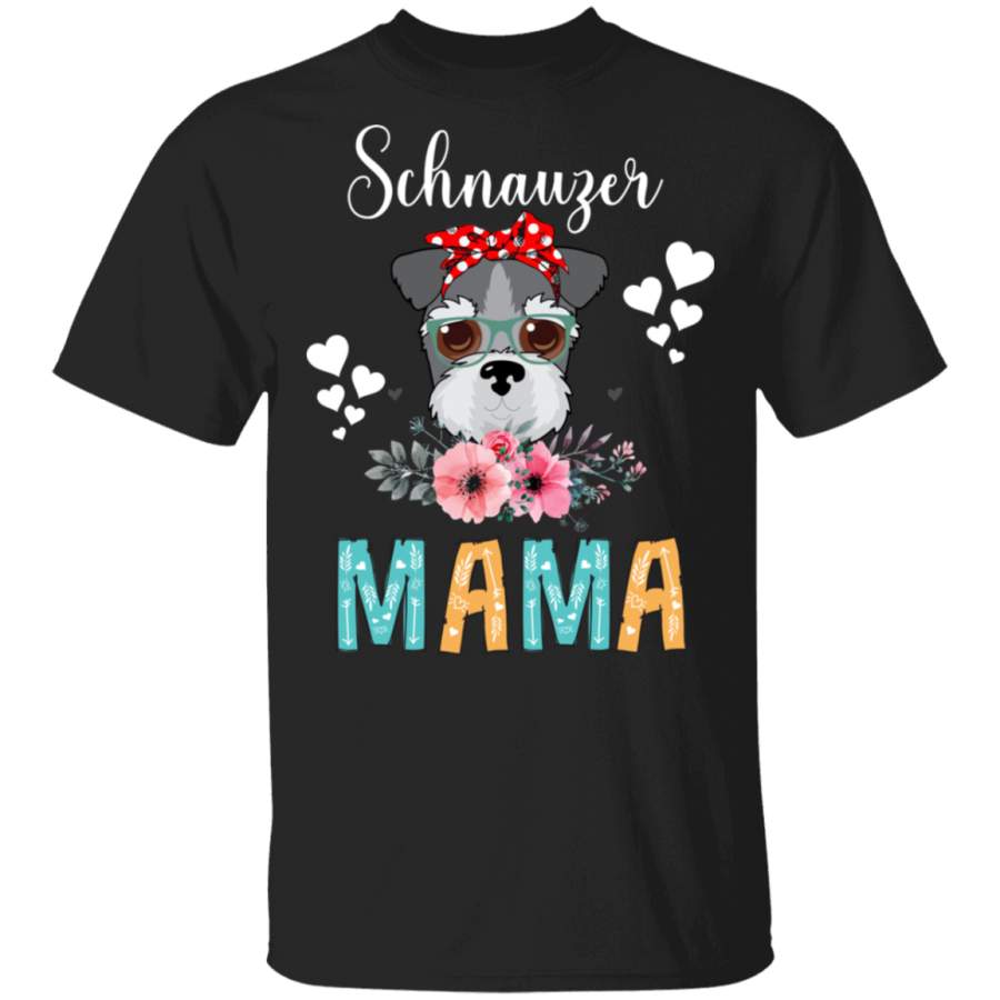 Schnauzer Mama Puppy Mom Dog Mama Lover Floral T-Shirt