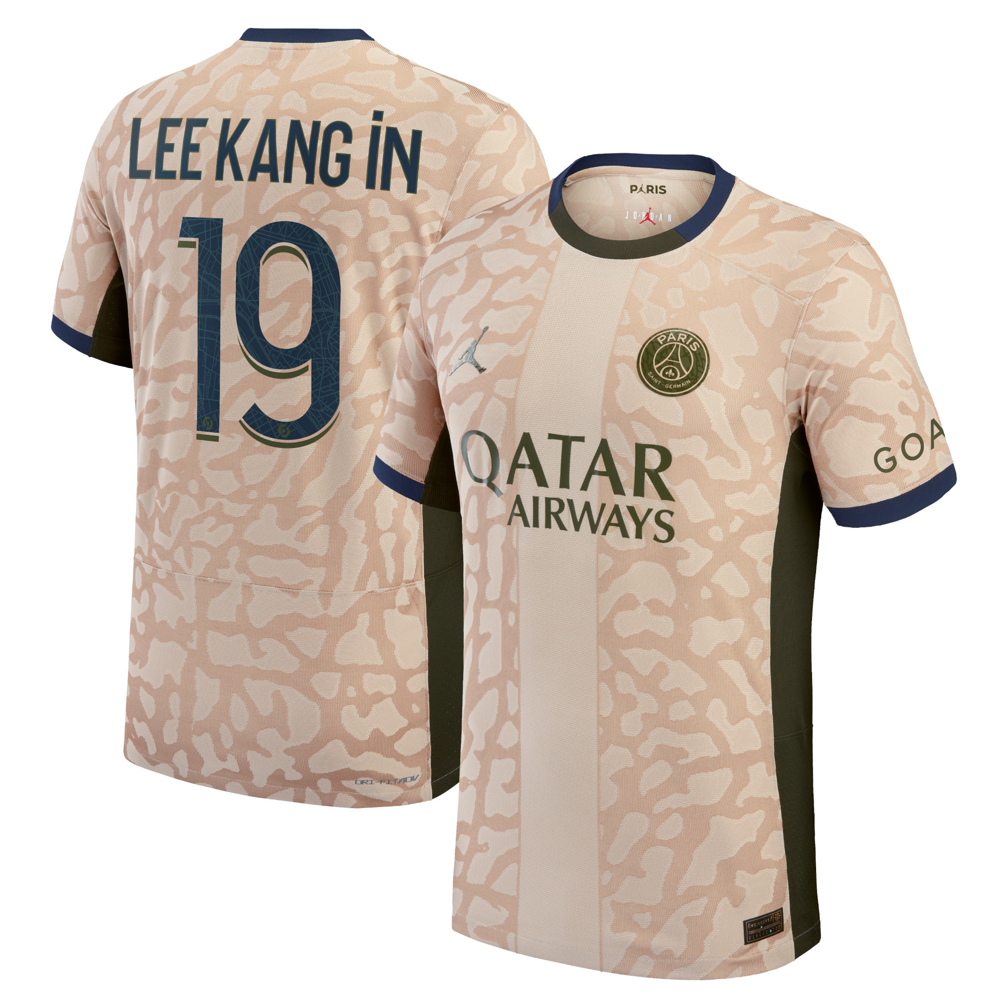 Lee Kang In Paris Saint-Germain Jordan Brand 2023/24 Fourth Match Authentic Player Jersey  Tan