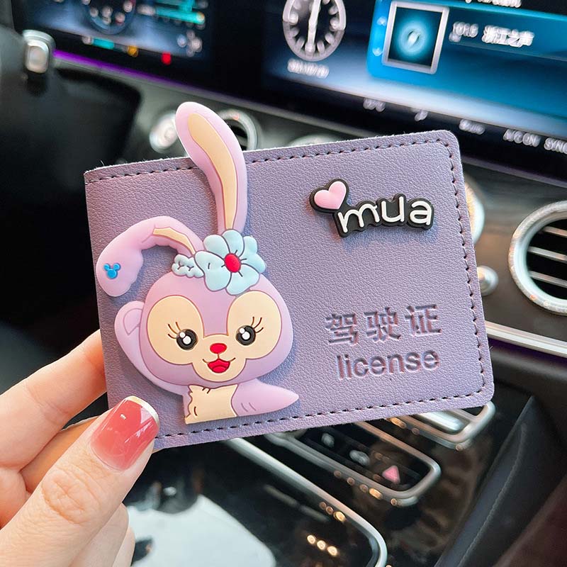 Candy Color Mickey Women PU Driver License Holder Leather Cover Car Driving Cover Business ID Pass Wallet Case Card Holder alx