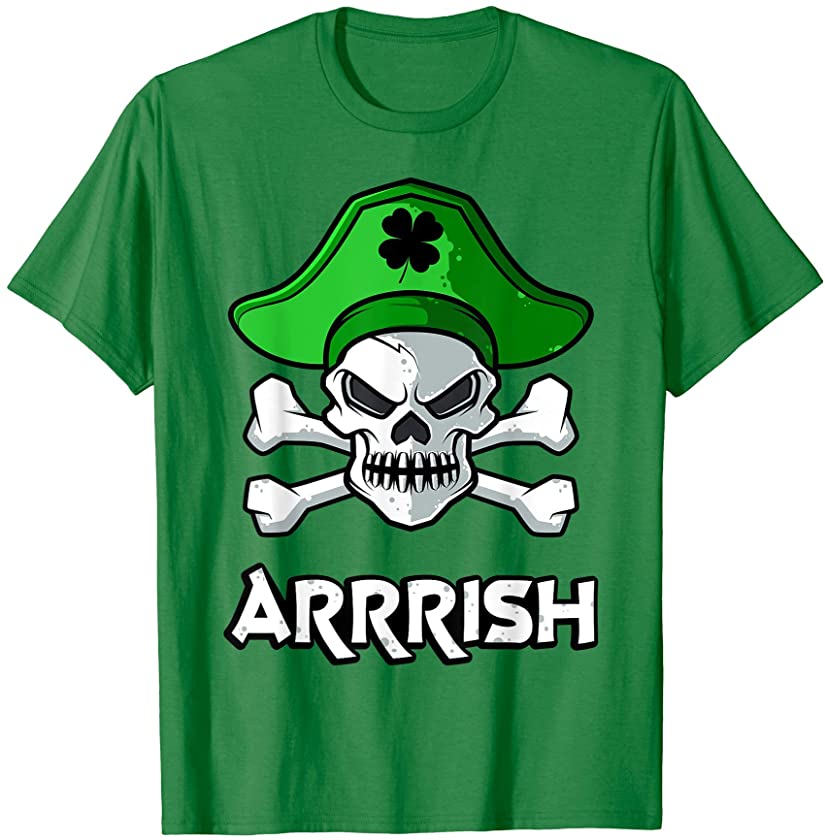 St Patrick’s Day Candy Skull Shamrock Irish Pirate Boys Kids T-Shirt