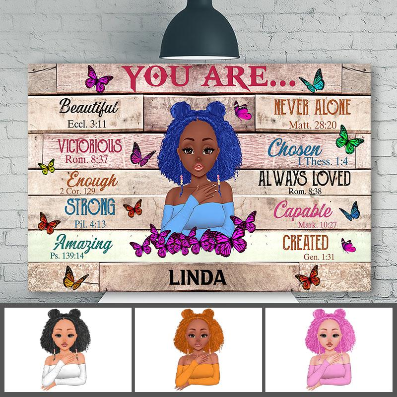 Personalized Black Girl Canvas You Are Beautiful Black Teenage Wall Art Personalized Canvas Wall Art