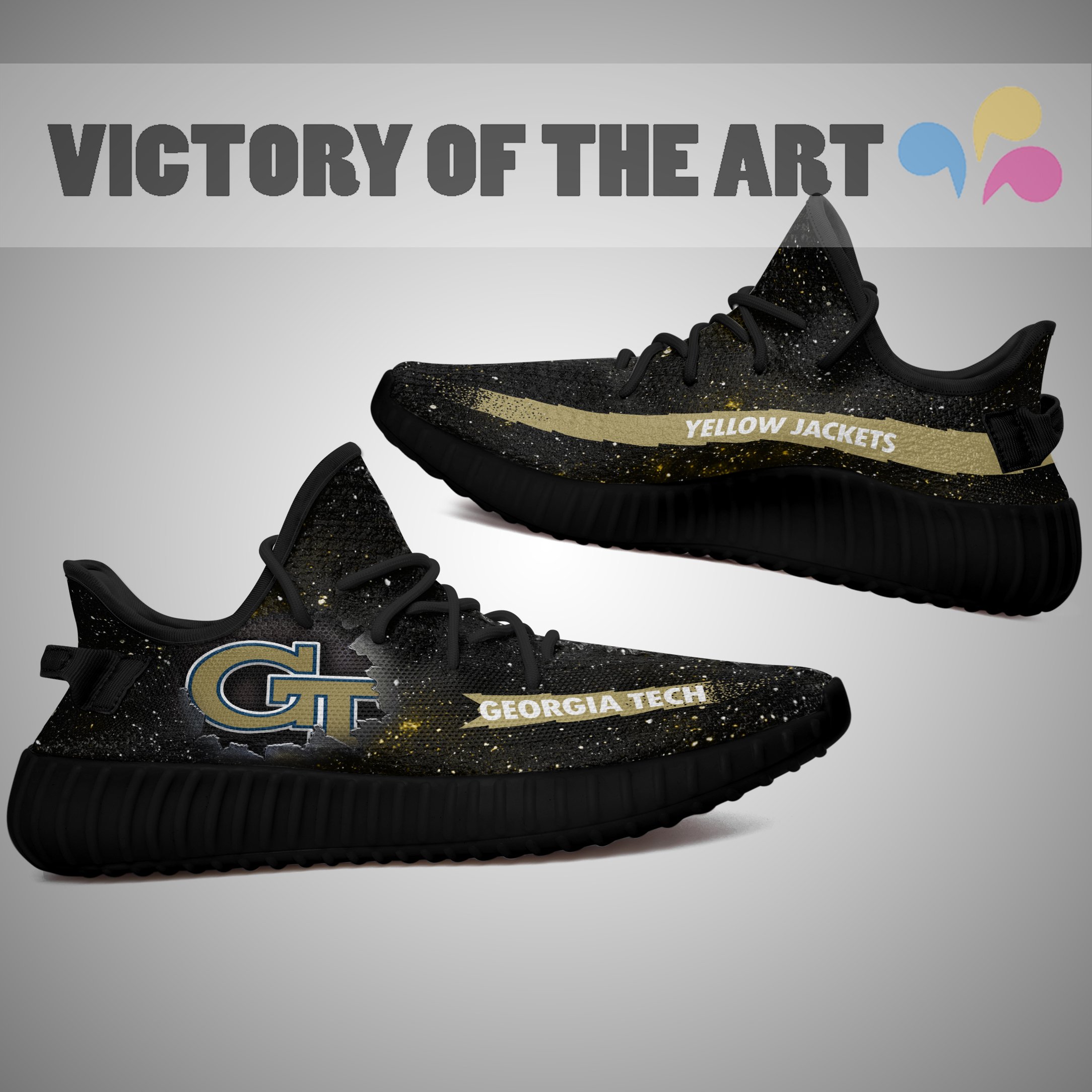 Art Scratch Mystery Georgia Tech Yellow Jackets Shoes Yeezy