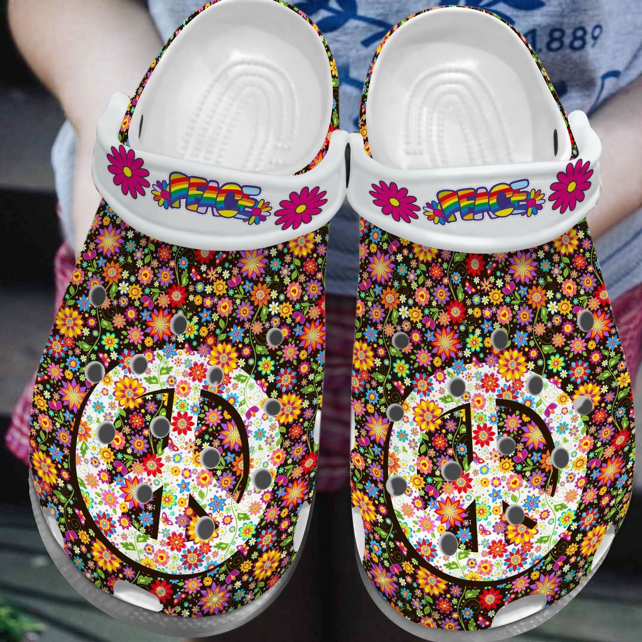 Hippie Personalized Clog, Custom Name, Text, Color, Number Fashion Style For Women, Men, Kid, Print 3D Flowery Hippie