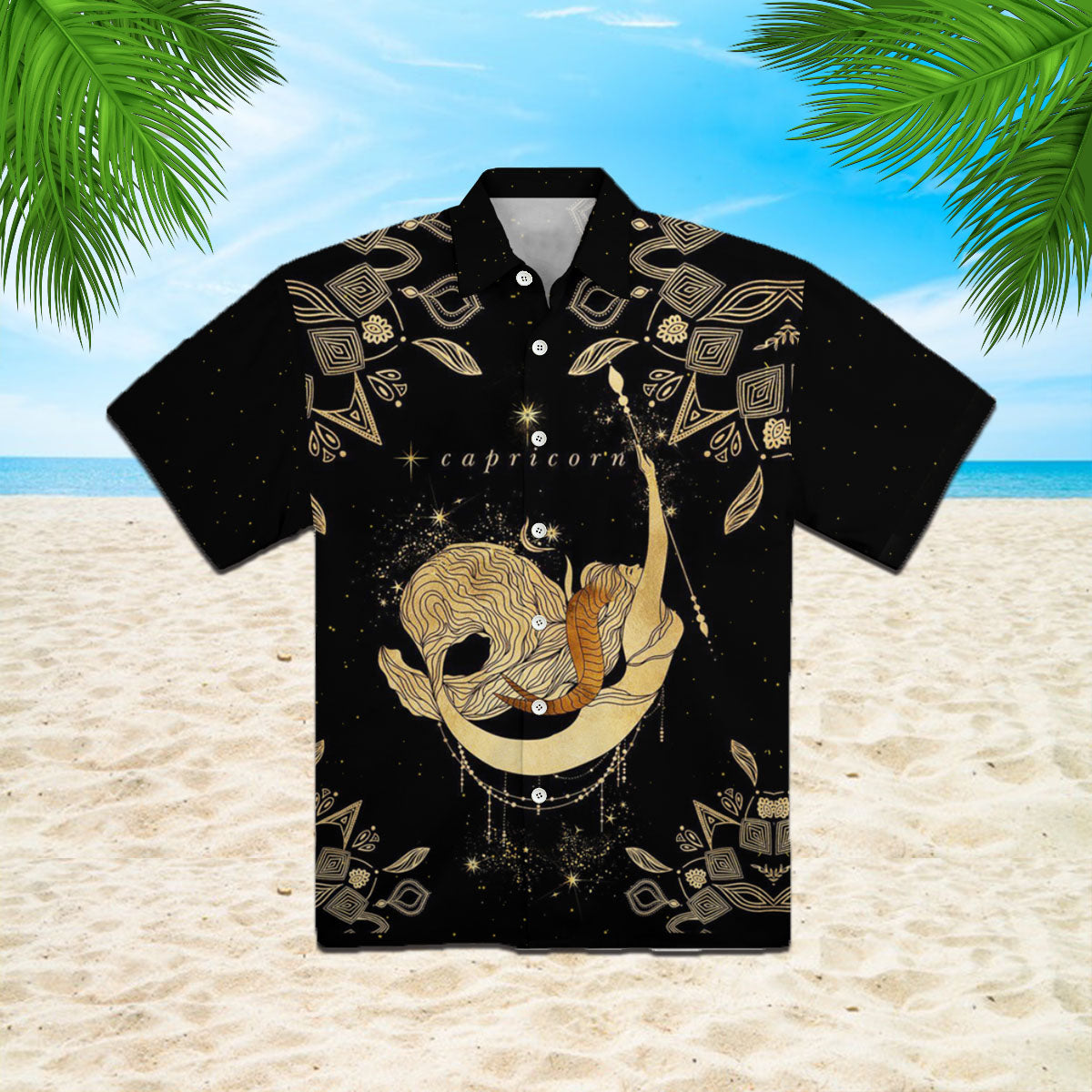 Capricorn Golden Zodiac Hawaiian Shirt – For Men And Women