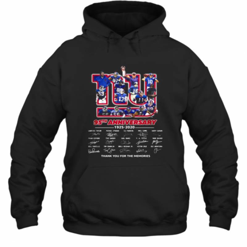 The New York Giants 95Th Anniversary 1925 2020 Thank You For The Memories Signnatures Hoodie