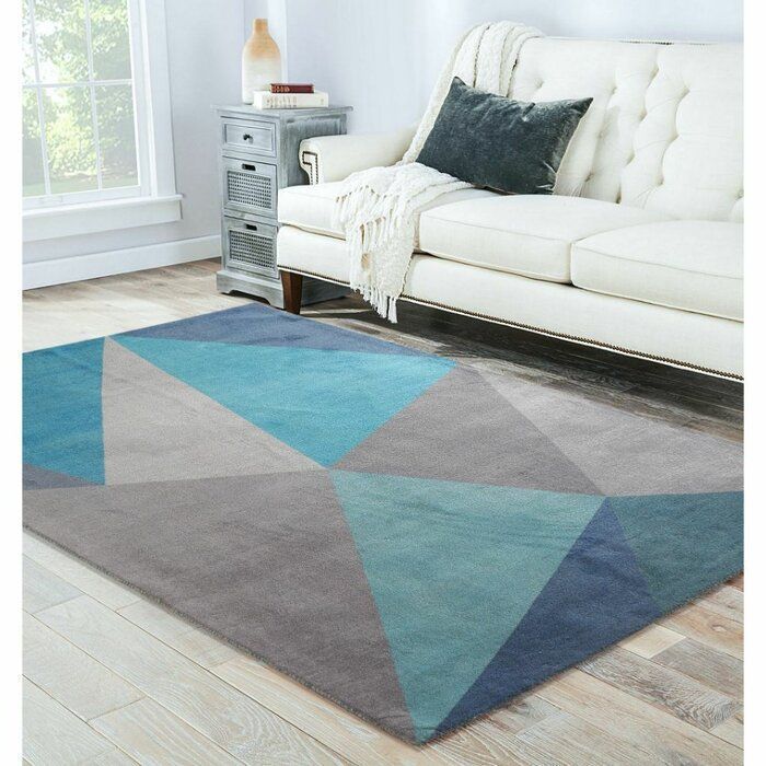 Geometric Tufted Blue Rug TTVNZLH DNNTVN