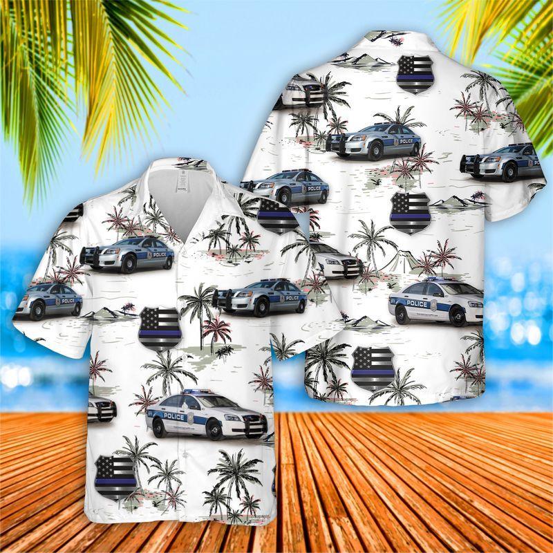 Police Hawaii Unisex Print Aloha Short Sleeve Casual Shirt Ha36678