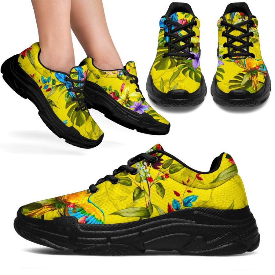 Parrot Tropical Pattern Print Chunky Sneakers