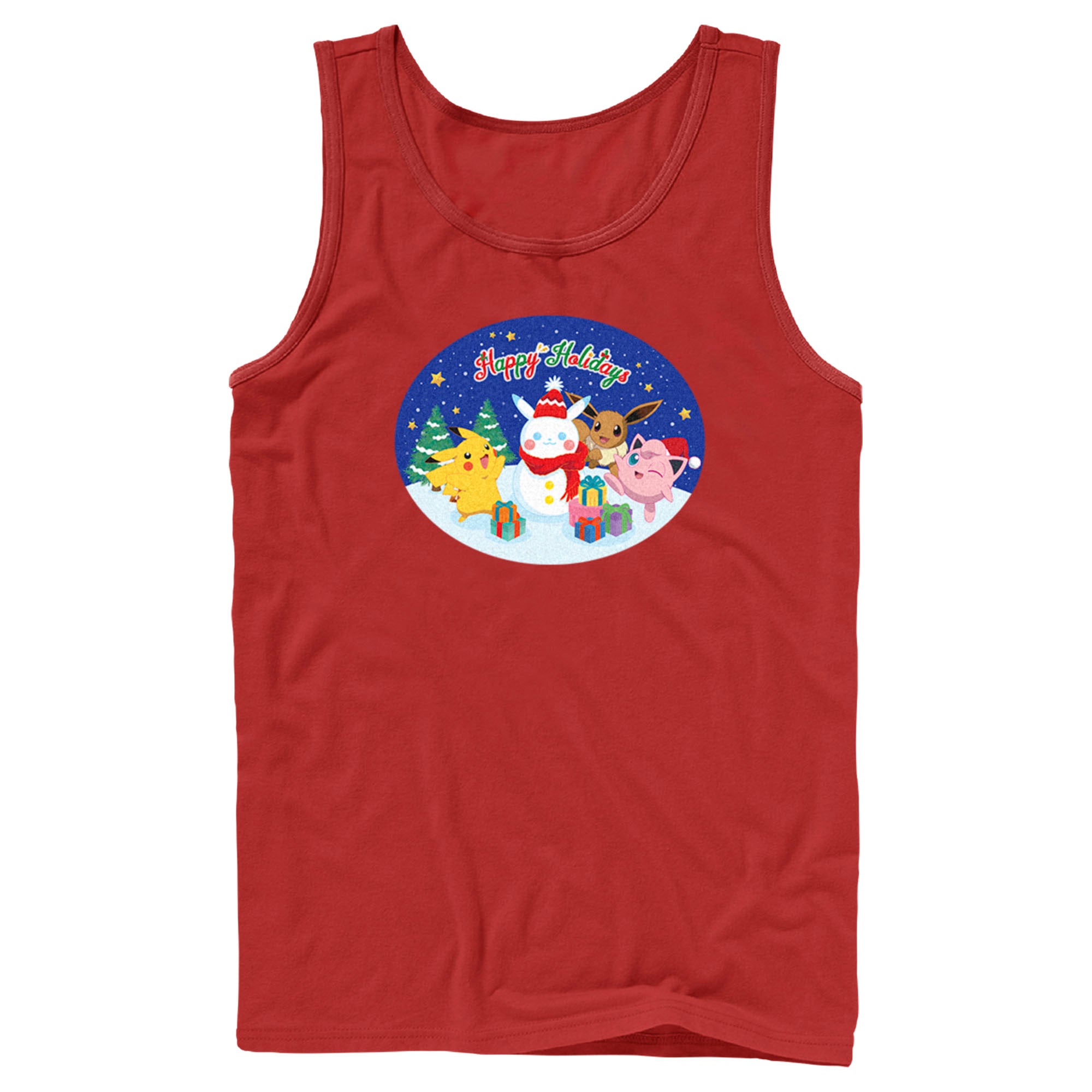 Men’S Pokemon Christmas Happy Holidays Snowman Tank Top