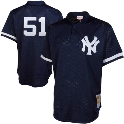 Bernie Williams New York Yankees Mitchell & Ness Cooperstown Mesh Batting Practice Jersey – Navy