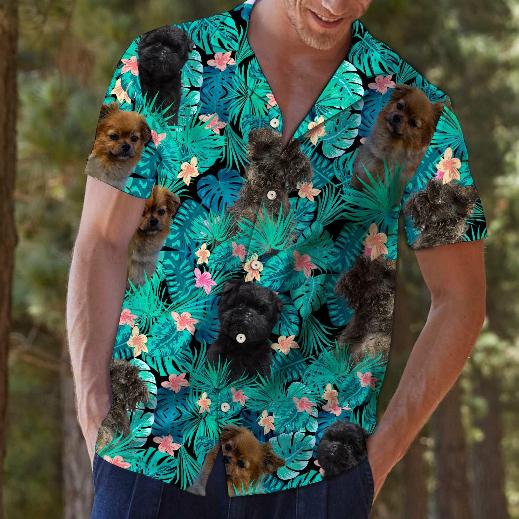 Affenpinscher Tropical Aloha Hawaiian Shirt Colorful Short Sleeve Summer Beach Casual Shirt For Men And Women