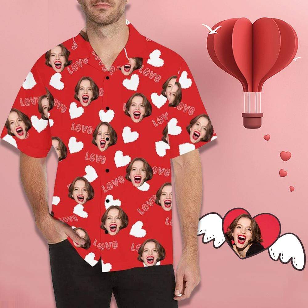 Custom Face Love Heart All Over Print Hawaii Shirt Ha47128