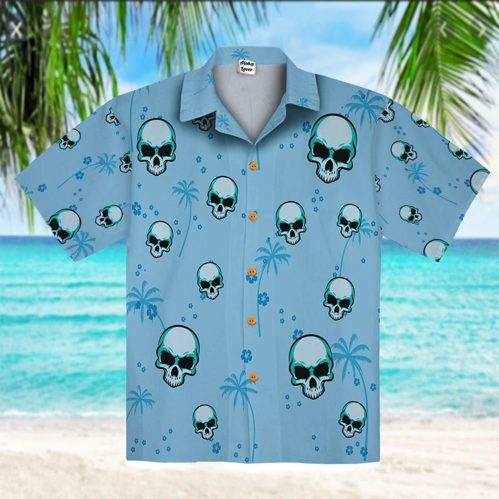 Felacia Blue Skull Men Unisex Hawaiian Ha86301