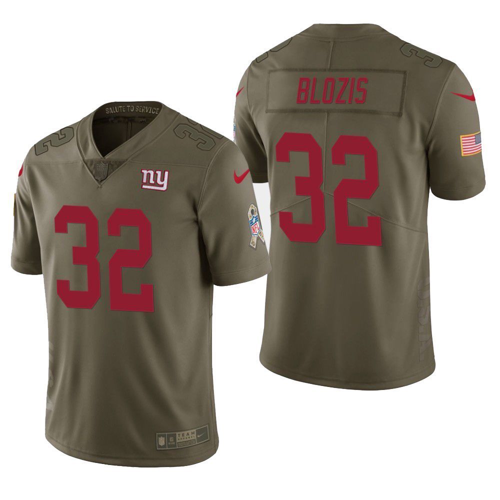 New York Giants Al Blozis Salute To Service Retired Player Limited Olive Mens Jersey