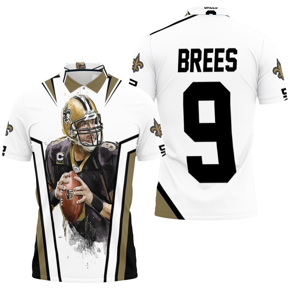 Drew Brees New Orleans Saints White Background Polo Shirt All-Over Print