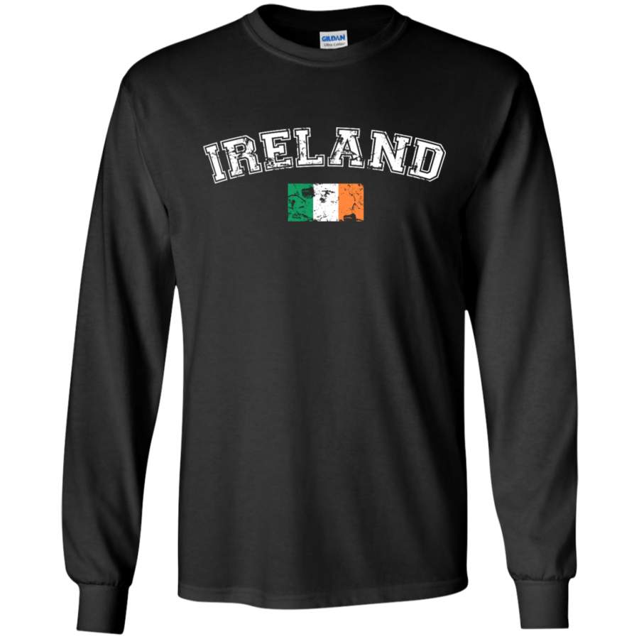 Vintage Flag of Ireland St Patrick’s Day Shirt – Long Sleeve LS, Sweatshirt, Hoodie