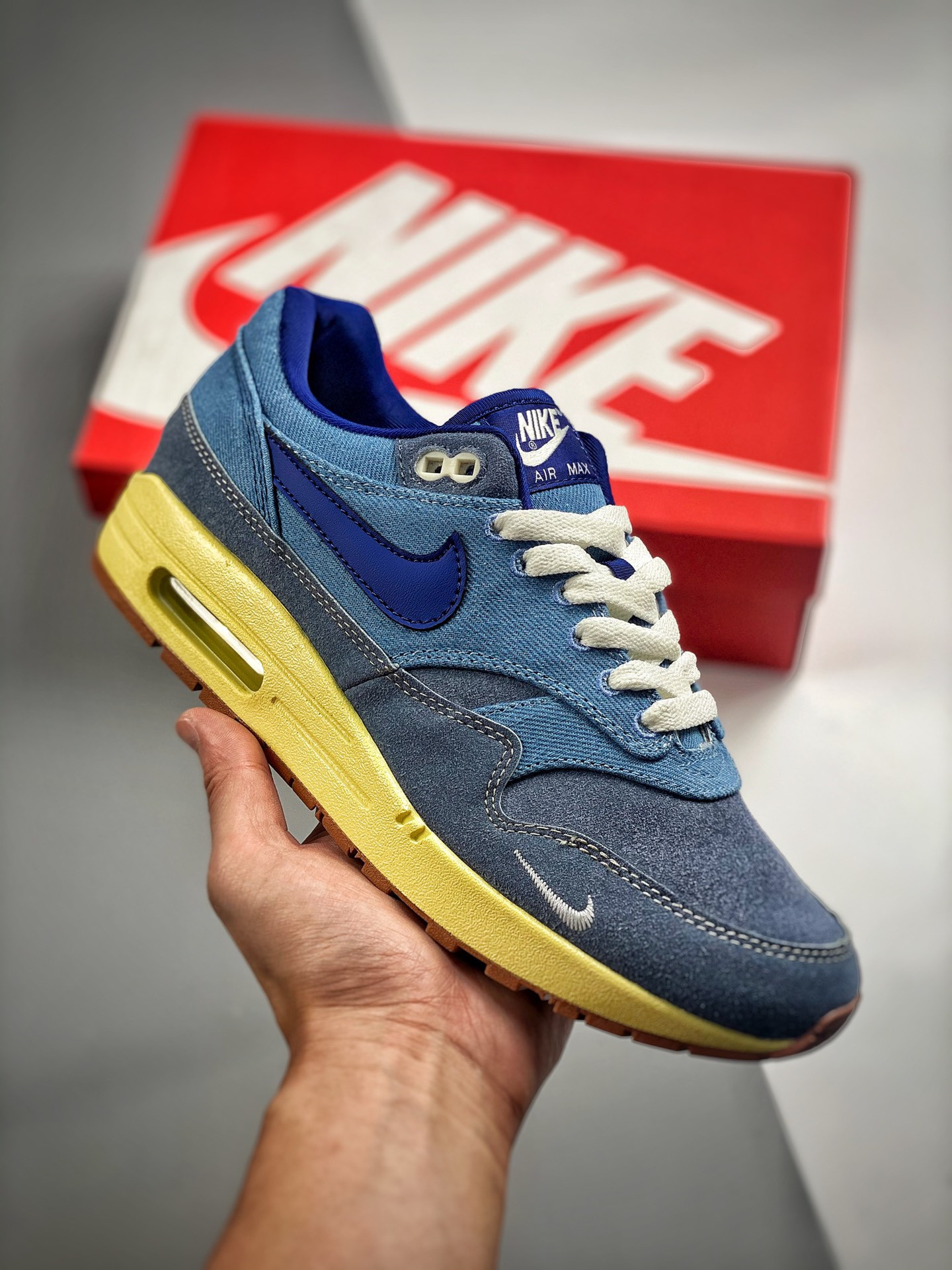 Nike Air Max 1 Dirty Denim Mineral SlateBlue-Lemon Wash DV3050-300 5339955