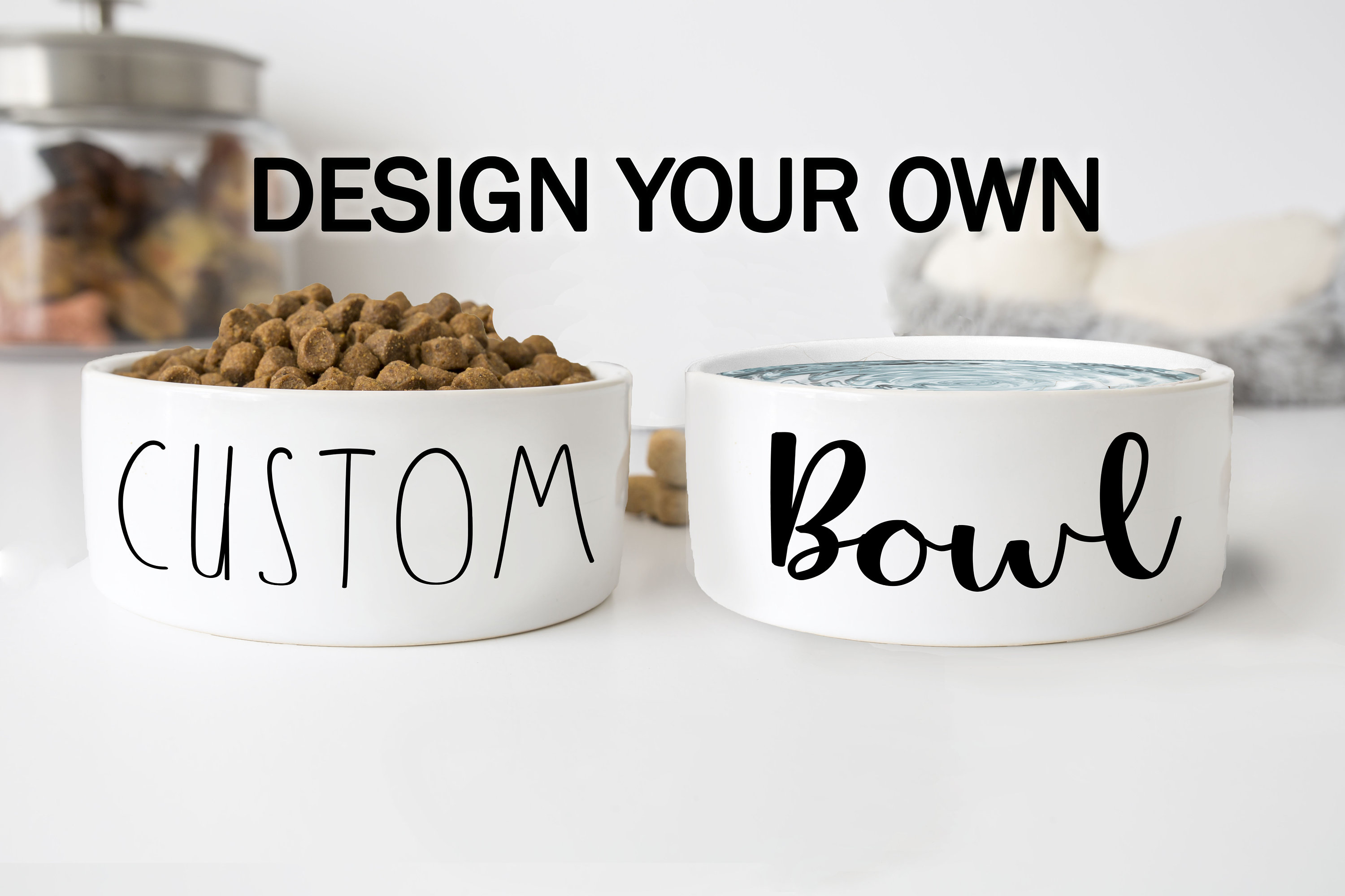 Design Your Own Funny Dog Gift Pet Food Bowl Water Bowl Cat Bowls Dinner Drinks Personalized Dog Bowl Ceramic 6″ or 7″