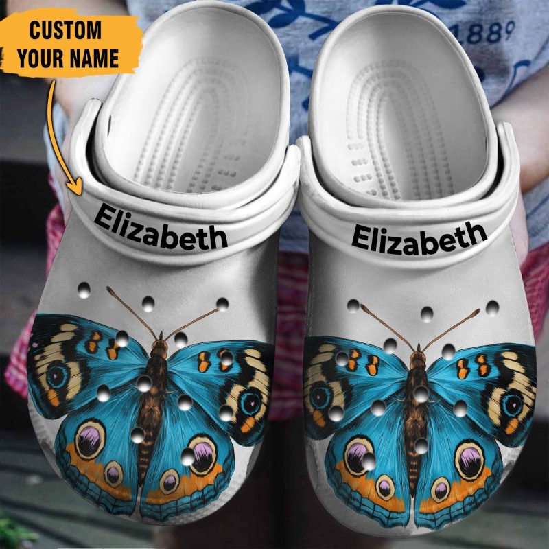 Blue Butterfly Personalized Shoes clogs Gifts For Mothers Day