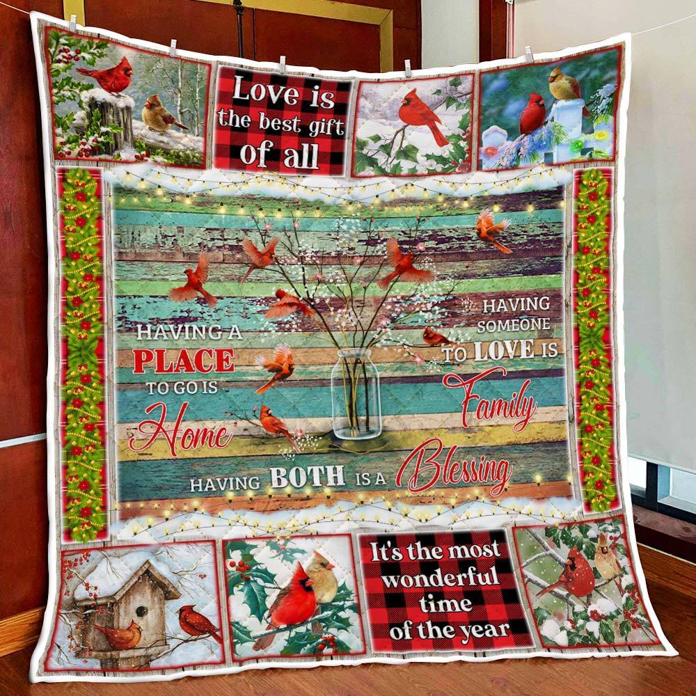 Cardinal Christmas Quilt Blanket Having A Place To Go Is Home Christmas Decor Gifts Ideas Christmas Presents Xmas Noel Bed Set Décor