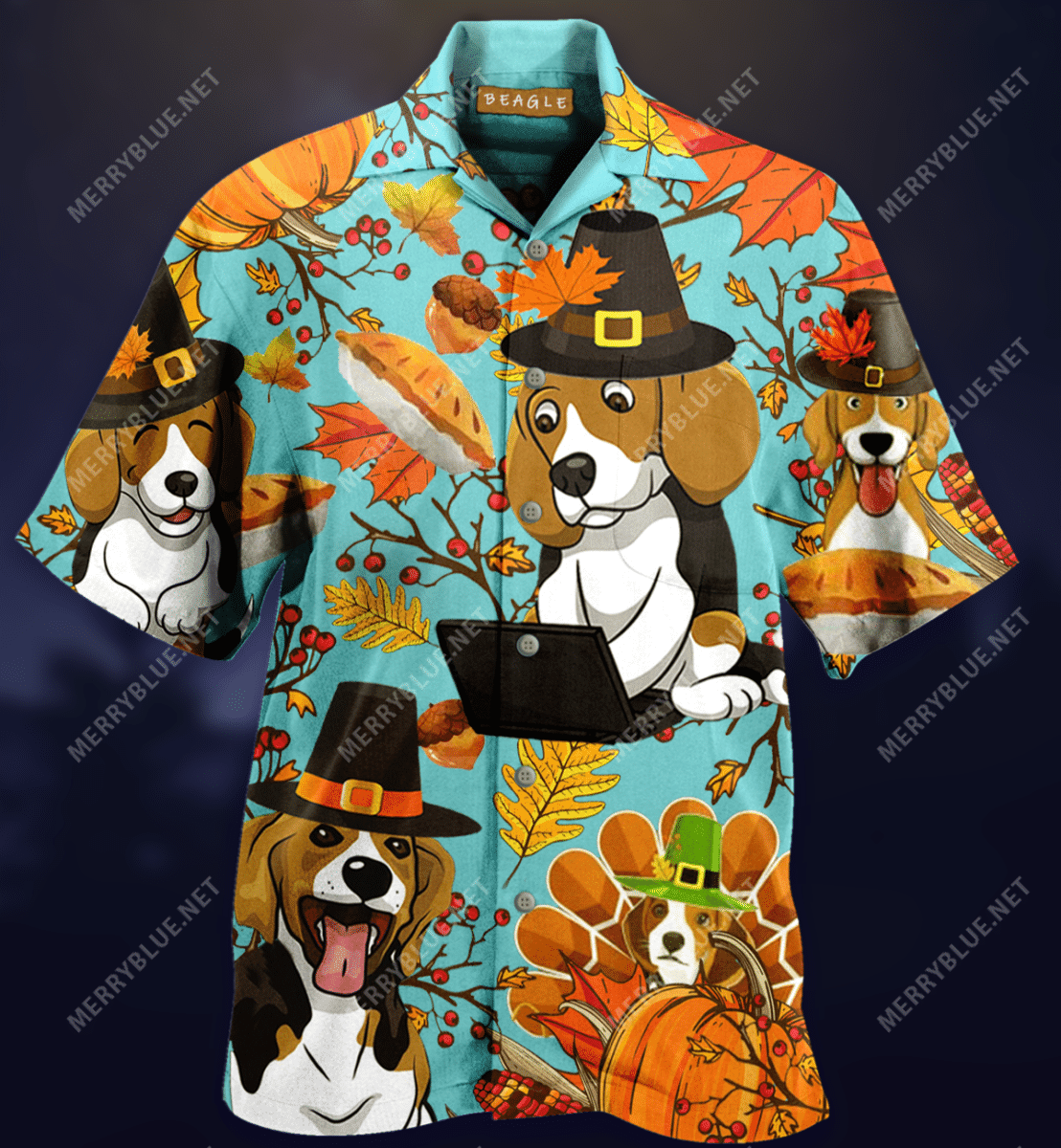 Beagle Happy Thanksgiving Unisex Hawaiian Aloha Shirts Aloha Shirts