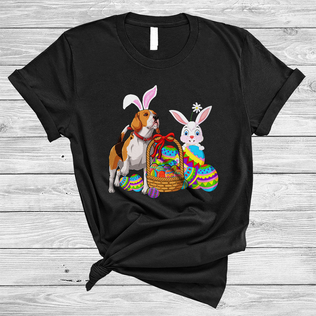 Bunny Beagle Dog With Easter Egg Basket Cute Happy Easter Day Bunny Dog Lover Gifts T-Shirt