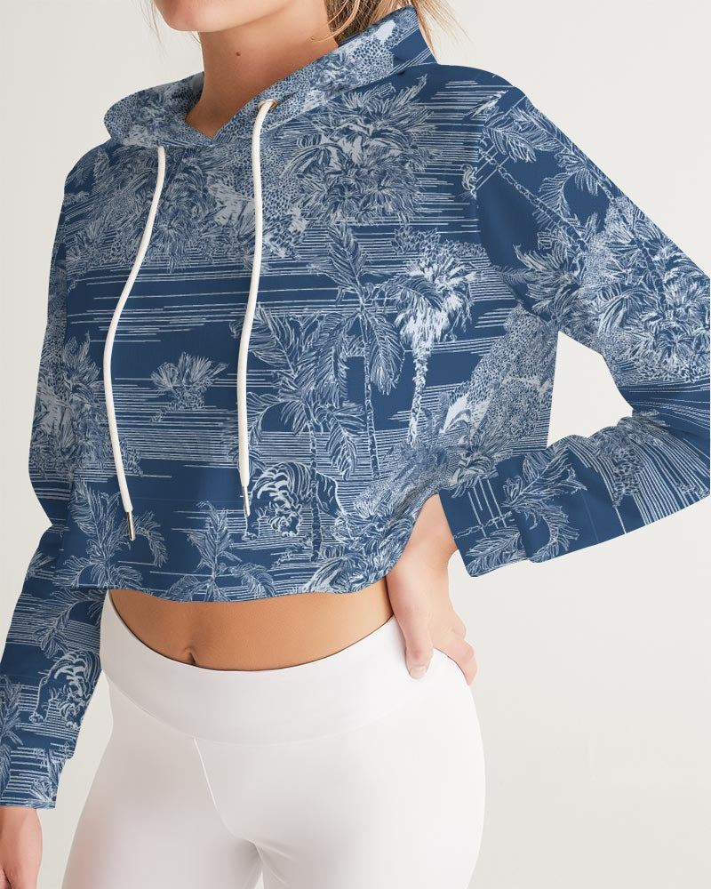 Blue Tiger Scene Women’S Cropped Hoodie