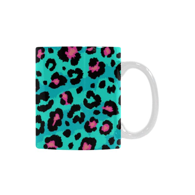 Green leopard skin print pattern Classical White Mug (Fulfilled In US)