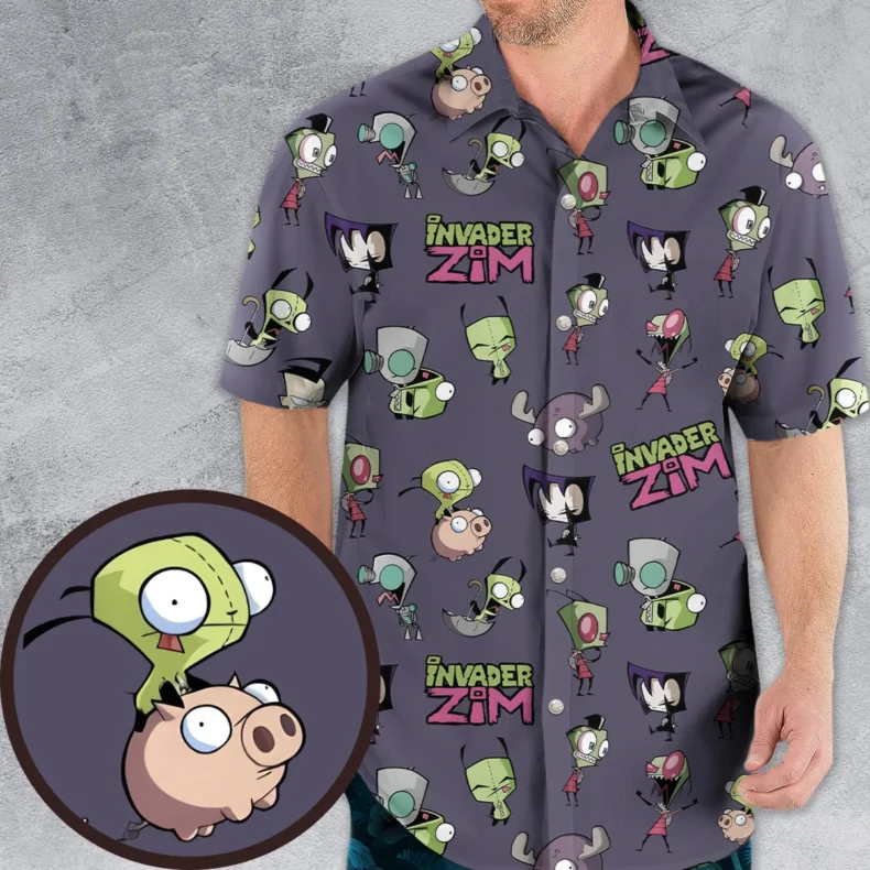 Invader Zim Pattern Hawaiian Shirt