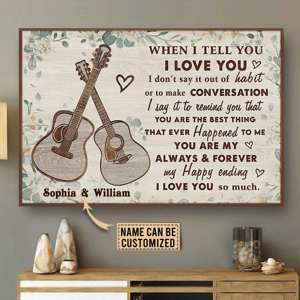 Aeticon Gifts Personalized Acoustic Guitar Floral When I Tell You Canvas Mom Dad Gift Home Decor