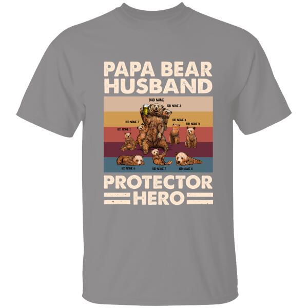 Papa Bear Husband Protector Hero Personalized T-Shirt Gift For Dad Father Bonus Dad