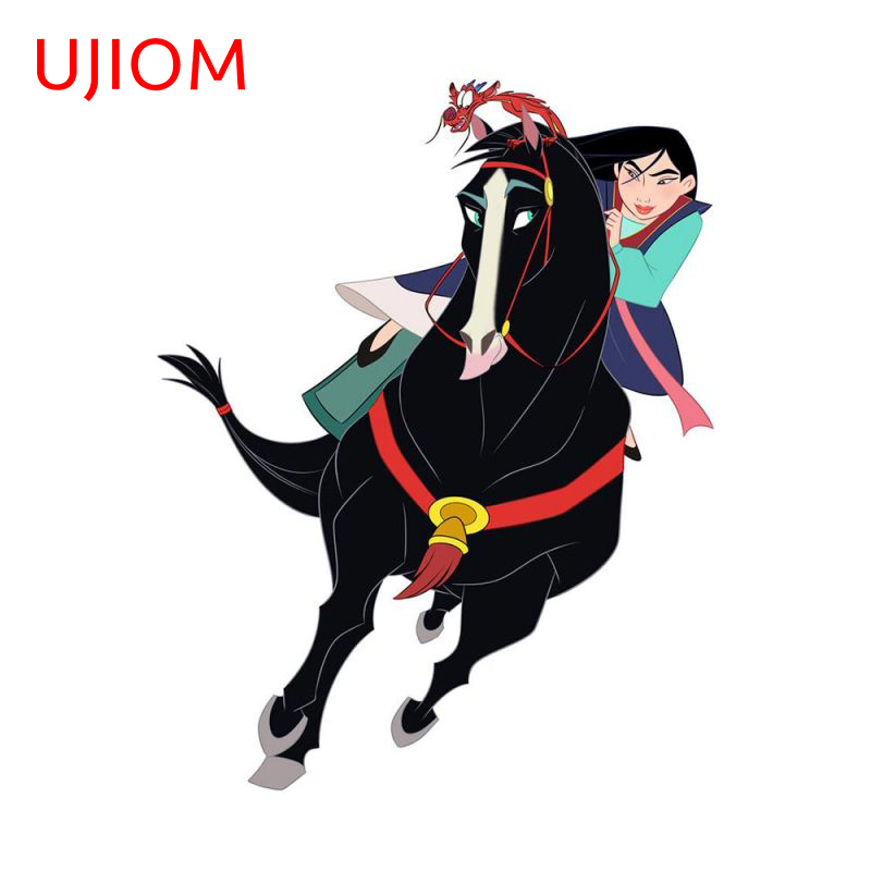 UJIOM 13cm x 10.1cm Mulan Horse Riding Wall Stickers Vinyl Decals Scratch-Proof Bedroom Luggage Box Laptop House Decoration alx