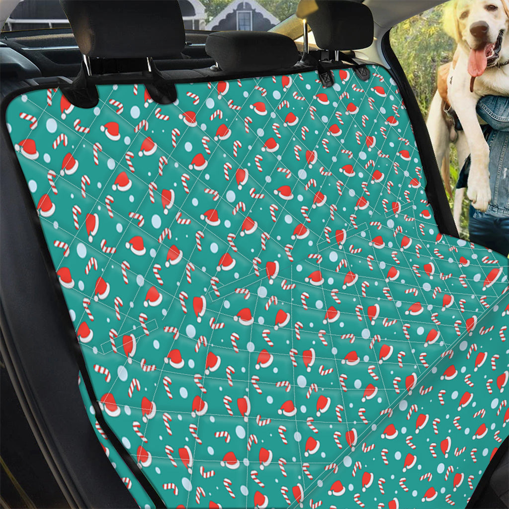 Candy And Santa Claus Hat Pattern Print Pet Car Back Seat Cover