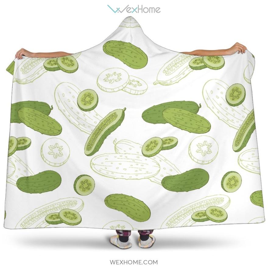 Cucumber Sketch Pattern Hooded Blanket