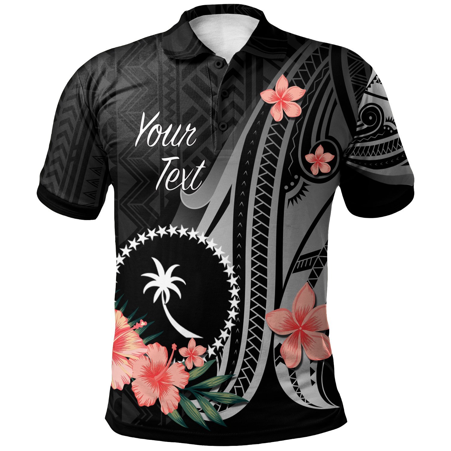 Chuuk Personalised Custom Polo Shirt – Polynesian Hibiscus Pattern Style – BN27