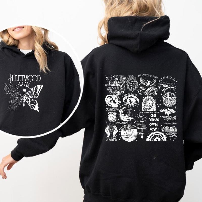Retro Vintage Tracklist Stevie Nicks 2 Sides Shirt Sweatshirt Hoodie, Fleetwood Mac Butterfly Graphic Shirt, Gift for Men for Woman Casual Top