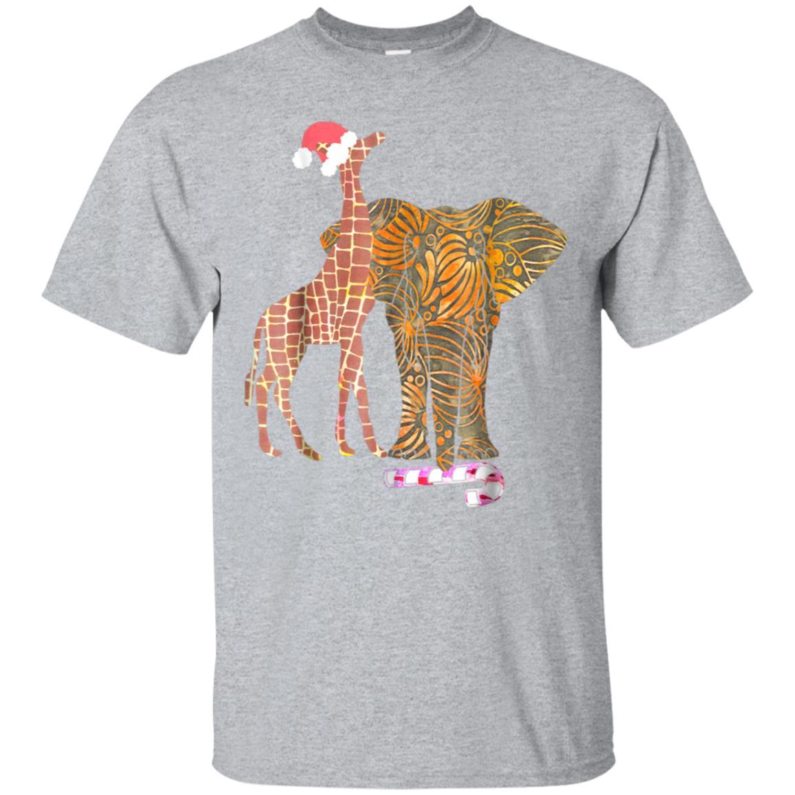 adorable gift for christmas eve elephant giraffe kids tshirt