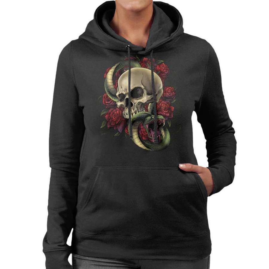 Snake Skull And Roses Women’s Hooded Sweatshirt