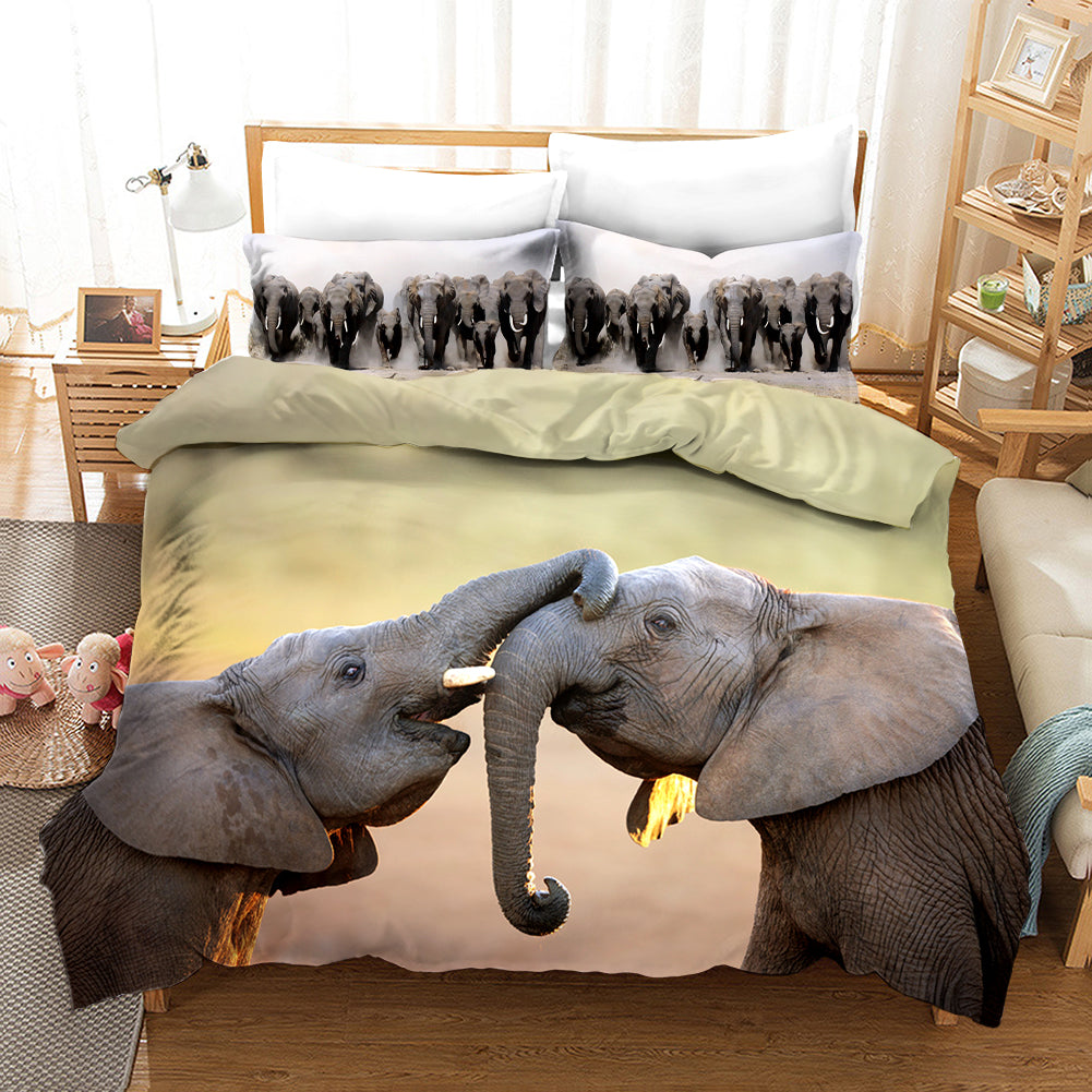 3D Elephant Pattern Quilt Cover Set Bedding Set Pillowcases 67