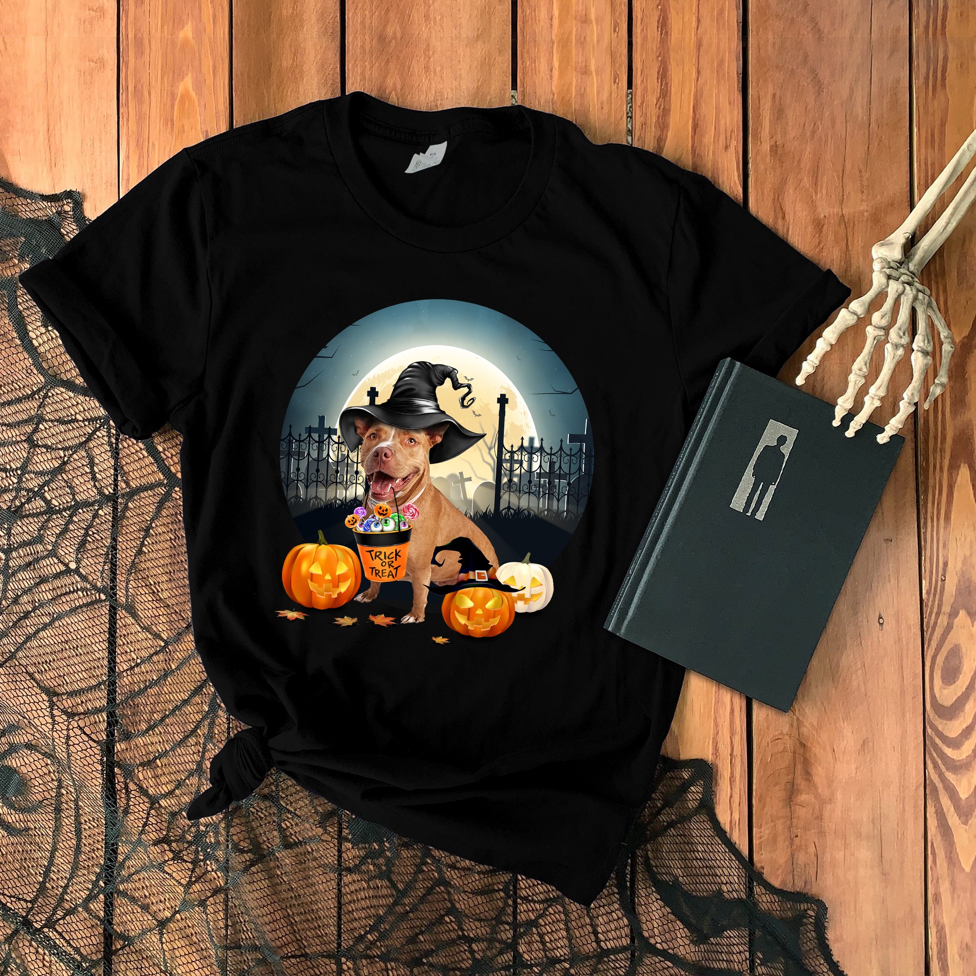 Pitbull Pumpkin Halloween Costume Trick Or Treat T-Shirt