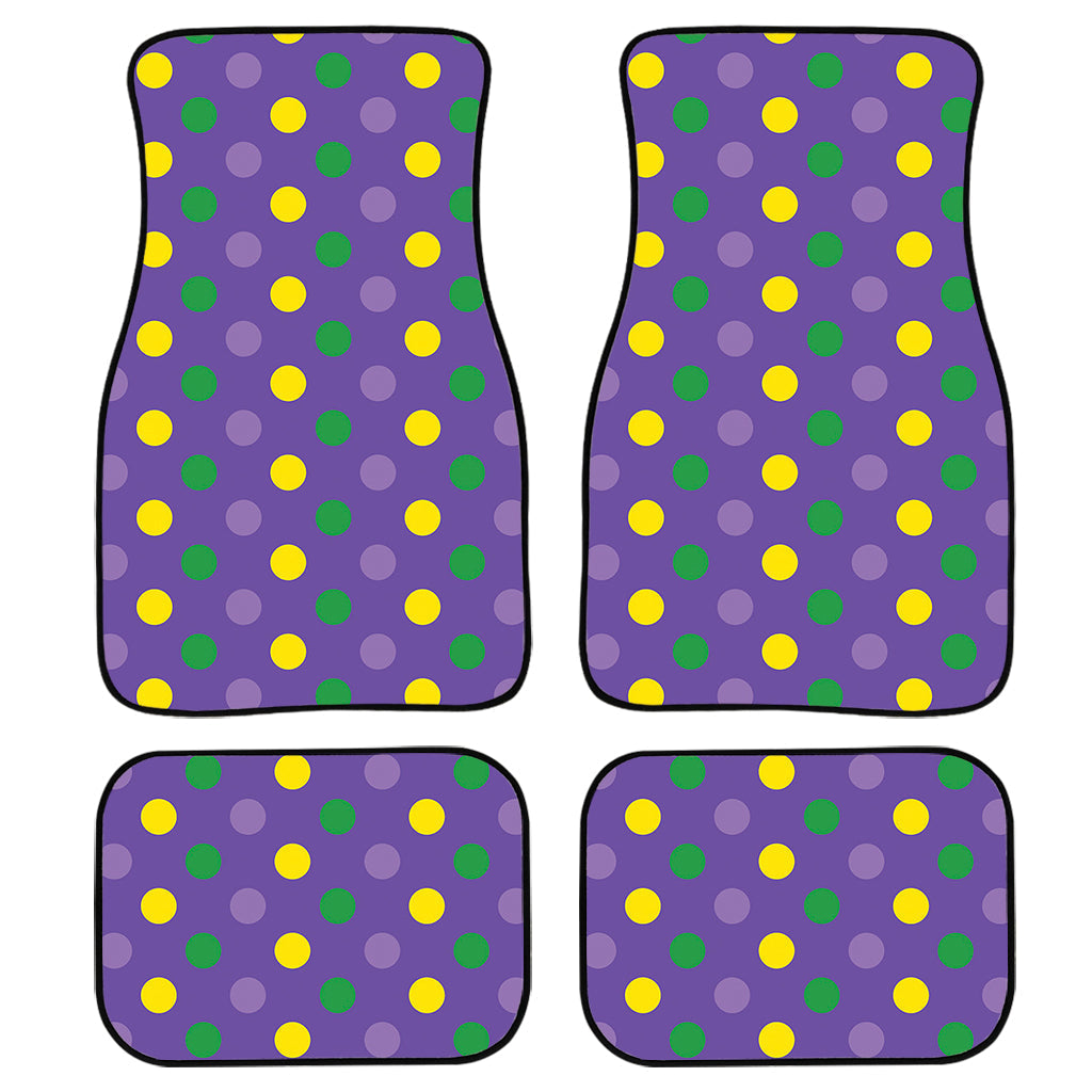 Mardi Gras Polka Dot Pattern Print Front And Back Car Floor Mats, Front Car Mat