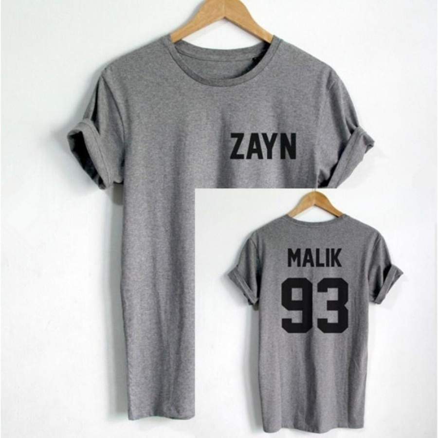 Zayn Malik Shirt One Direction T Shirt Malik 93 Front Letters Print Women T Shirt Casual Cotton Funny Shirt Unisex Tops(S-Xxxl)