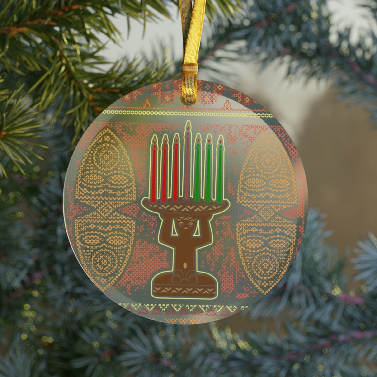 Tribal Kwanzaa Black Girl Christmaskwanzaa Giftsblack Pride Black Culturekinara Candle Africa Vintage African Christmas Ornament