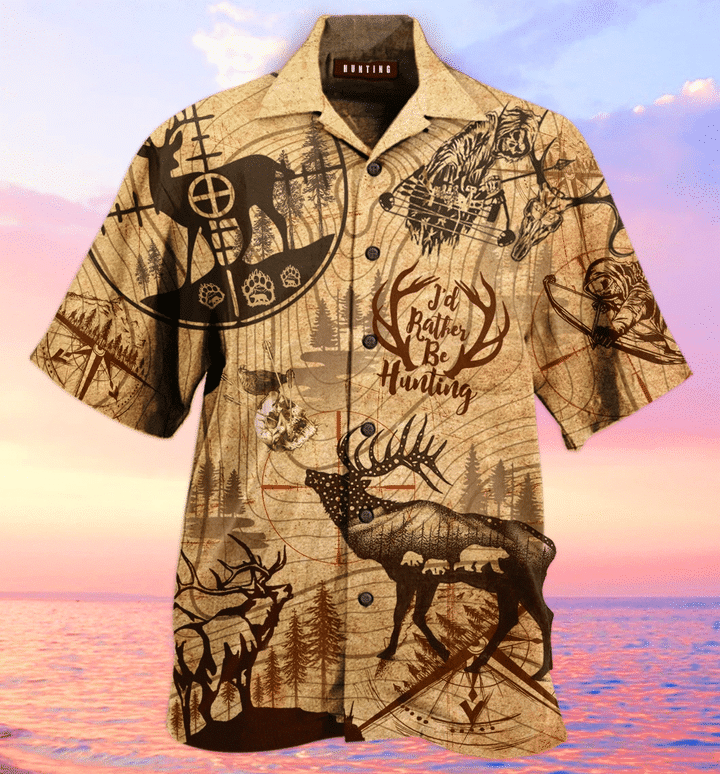 Amazing Hunting Deer Hawaii Unisex Print Aloha Short Sleeve Casual Shirt Ha90402